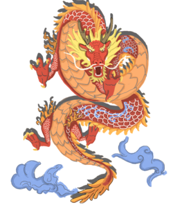 国潮 手绘 中国风 中国龙 祥云 国潮风 吉兽 祥龙