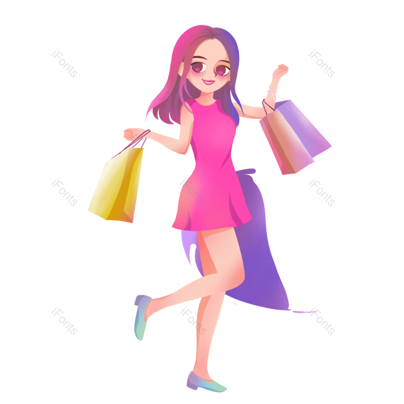 618图片,美女元素,年中大促PNG,女神节免抠素材