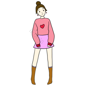 手绘时装女孩 时装 时髦 精心打扮 约会 少女 女孩 卡通人物