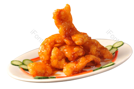 菜品 糖醋里脊 瓷器 盘子 黄瓜 肉类