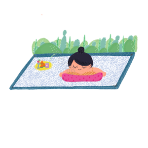 夏天 泳池 游泳 儿童 小女孩 水 可爱 插画