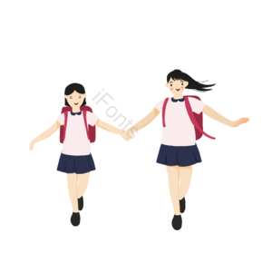 小朋友 下学生 手牵手 上学 开学 去学校