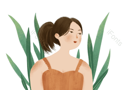 小暑 小清新 插画 手绘 小场景 人物 女孩 植物