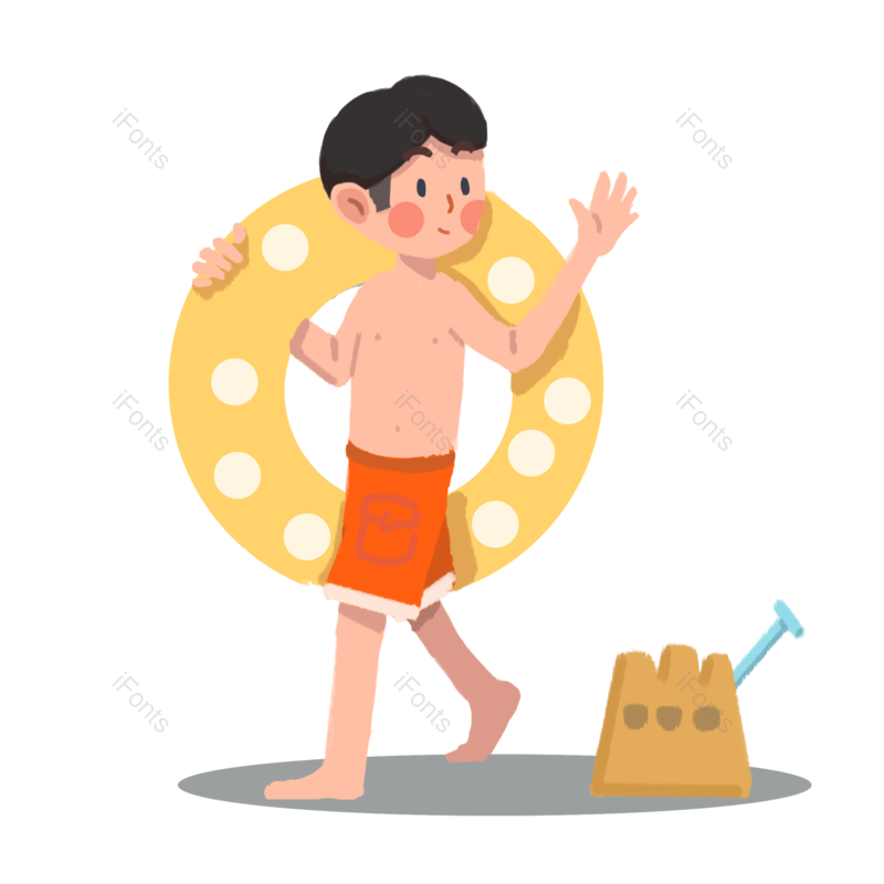 卡通图片,游泳元素,沙滩PNG,免抠素材