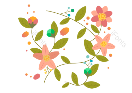 母亲节 花环 小清新 粉色 花朵 装饰