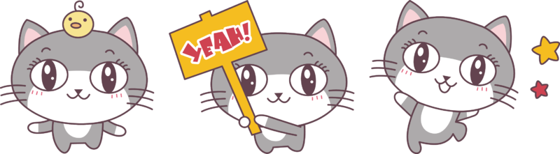小猫咪图片,卡通元素,矢量画PNG,简约免抠素材