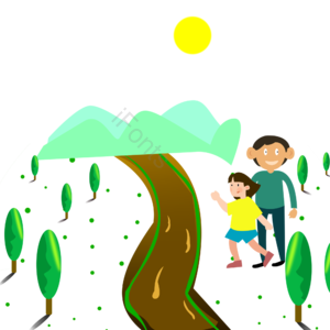 清明 父女 野外 绿色 草地 郊游 春季
