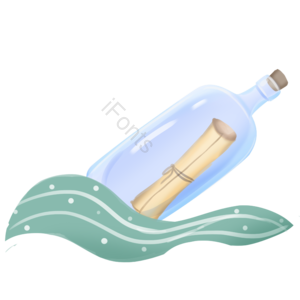 漂流瓶 浪花 海浪 玻璃瓶 免抠 素材