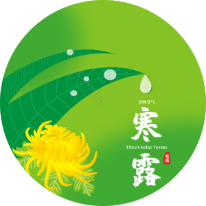 寒露 露珠 菊花 叶子 二十四节气 手绘 矢量