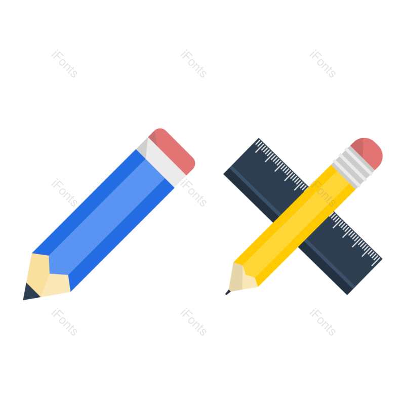 尺子图片,铅笔元素,矢量元素PNG,文具免抠素材
