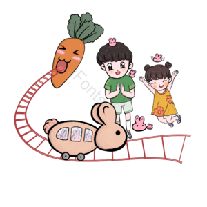 暑期  兔子  孩子 游玩  萝卜