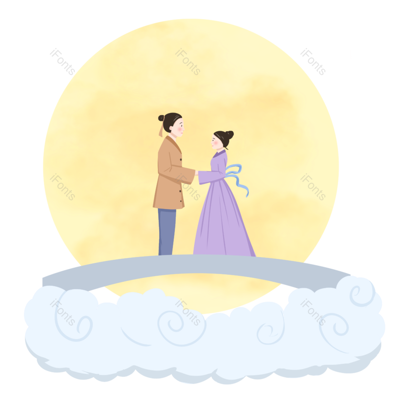 祥云图片,牵手元素,古风PNG,月亮免抠素材