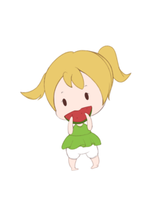 夏天 红色 西瓜 黄色头发 绿色衣服  女孩