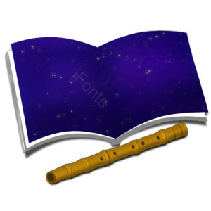打开的书 木笛 星空 手绘 蓝色 星星