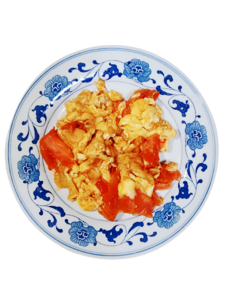 青花瓷 中国菜肴 番茄 炒蛋 美味 佳肴