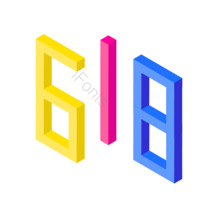 2.5d 618 立体 字体 装饰 彩色