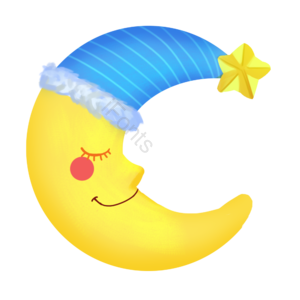 世界睡眠日装饰  PNG免抠图  卡通月亮  手绘月亮 