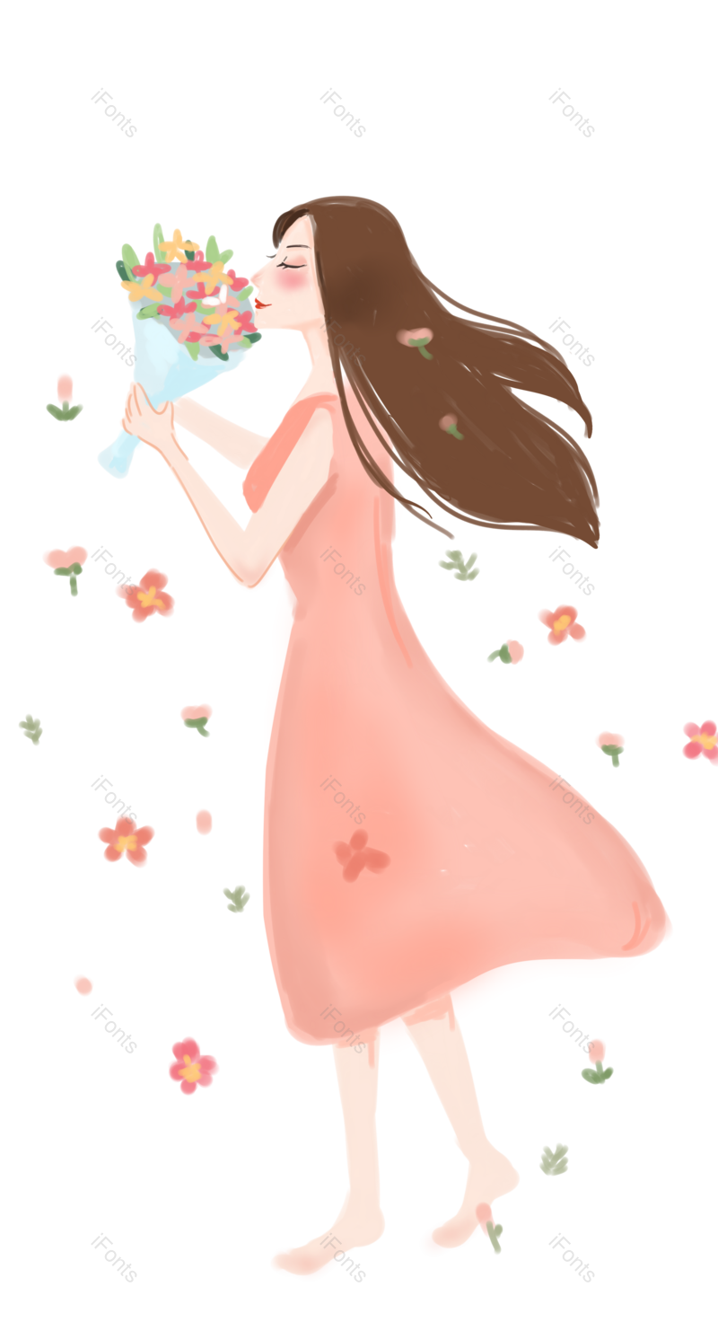 美女图片,女生节元素,花束PNG,女神节免抠素材