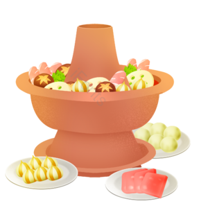 卡通火锅 麻辣烫 食材 火锅  铜火锅 老式火锅 烫菜