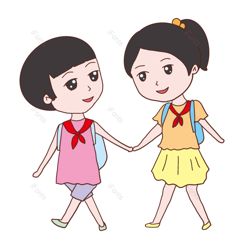 儿童图片,女生元素,上学PNG,女孩免抠素材