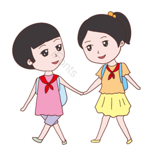 学生 儿童 上学 拉手 女孩 女生 上课