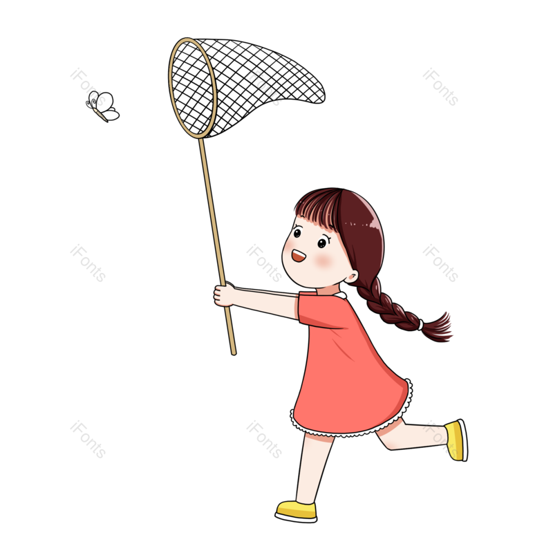 儿童节图片,奔跑元素,女生PNG,开心免抠素材