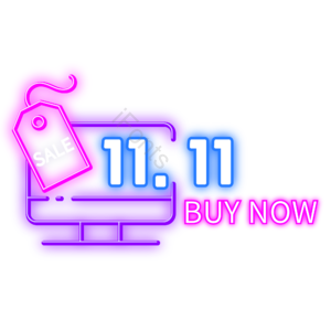双十一 双11 11.11 霓虹灯 紫色 促销标签