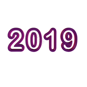 2019 空心字 紫色 艺术字 立体 条形字