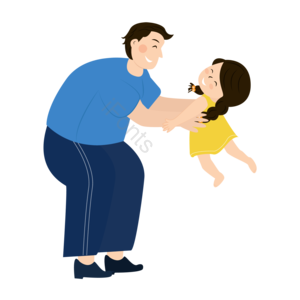 手绘 父亲节 父亲抱着女孩玩耍 女孩元素设计 父亲 父亲节元素 