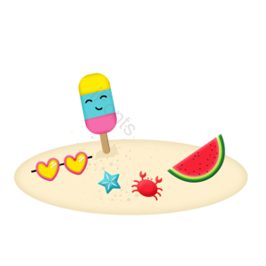 矢量 夏季清凉节 夏天png 西瓜png 螃蟹png 海星png 雪糕png 墨镜png