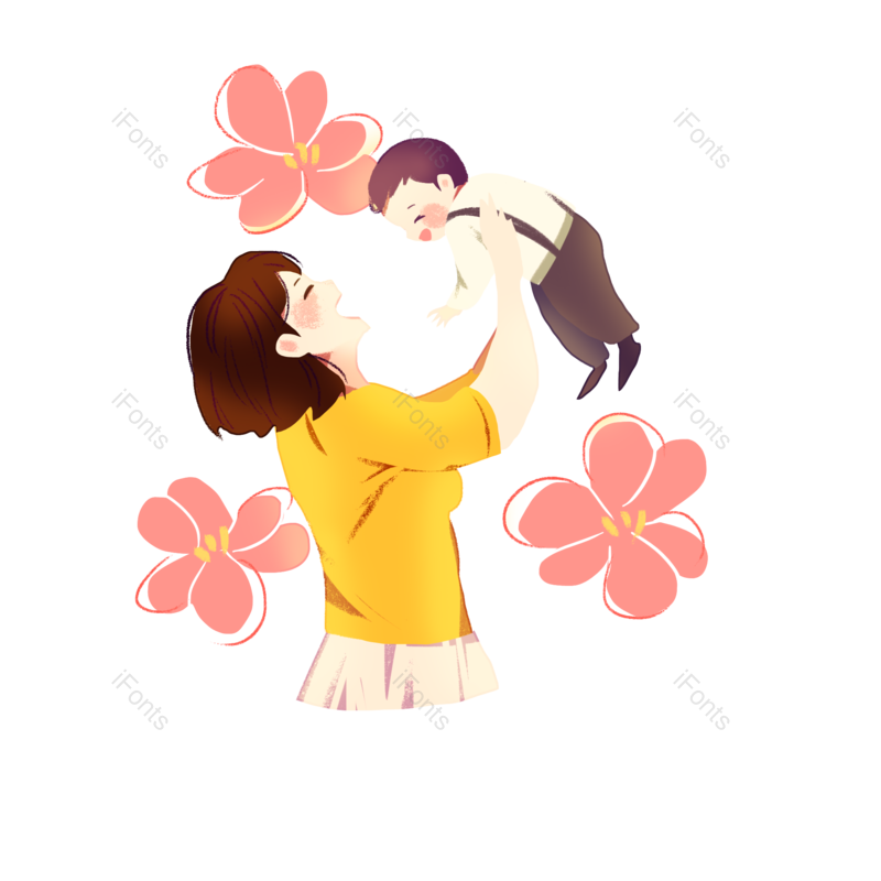 母亲节图片,幸福元素,花朵PNG,妈妈免抠素材