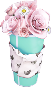 节日装饰 少女 立体花卉 PNG 免抠 玫瑰花