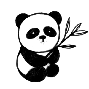 熊猫 动物 竹子 黑色 线条 卡通 手绘 