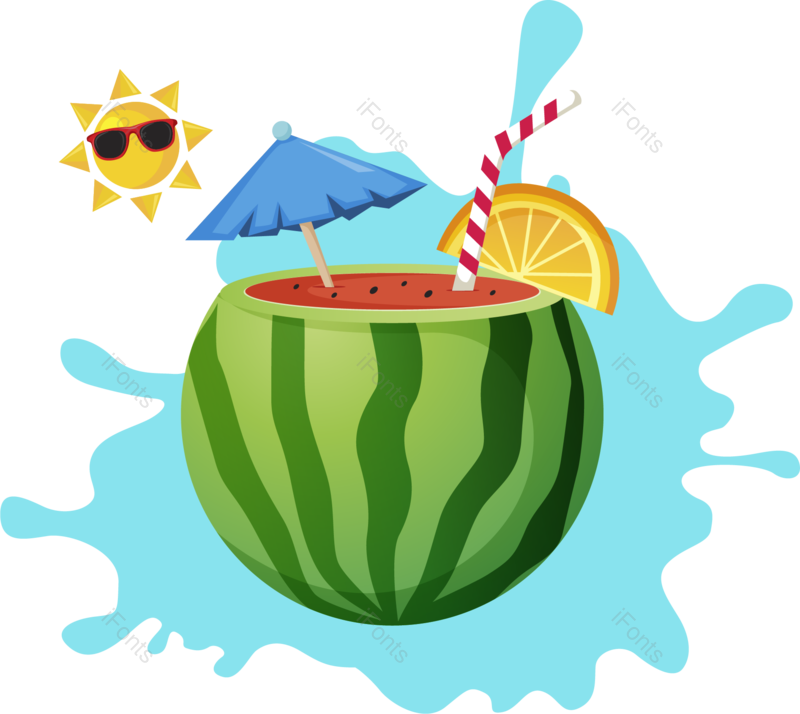 西瓜图片,夏天元素,饮料PNG,太阳免抠素材
