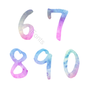 渐变 水彩 数字 简约 67890 艺术字