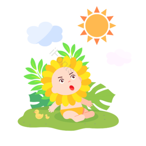 小男孩 宝宝 黄色 植物 太阳 向日葵 婴儿 草坪