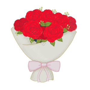 玫瑰花 红色花束 花束 七夕节 手绘花 花朵 女神节