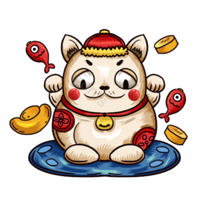 招财猫 国潮风 喜庆 元宝 鱼 猫咪 猫 可爱风