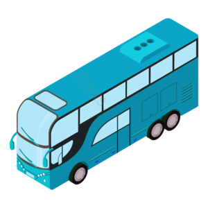 2.5D 青色 小清新 大巴 汽车 插画 车