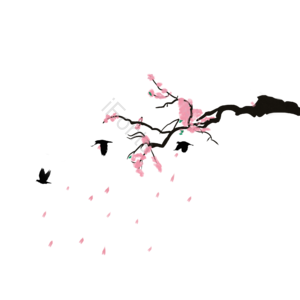 梅花 燕子 花瓣 鸟 古风 树干 中国风 水墨画