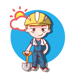 夏日 工人 建筑工人 农民工 卡通人物 Q版人物 建筑 高温作业