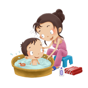 母亲节 小孩子 澡盆 洗澡 妈妈 温馨 脚盆