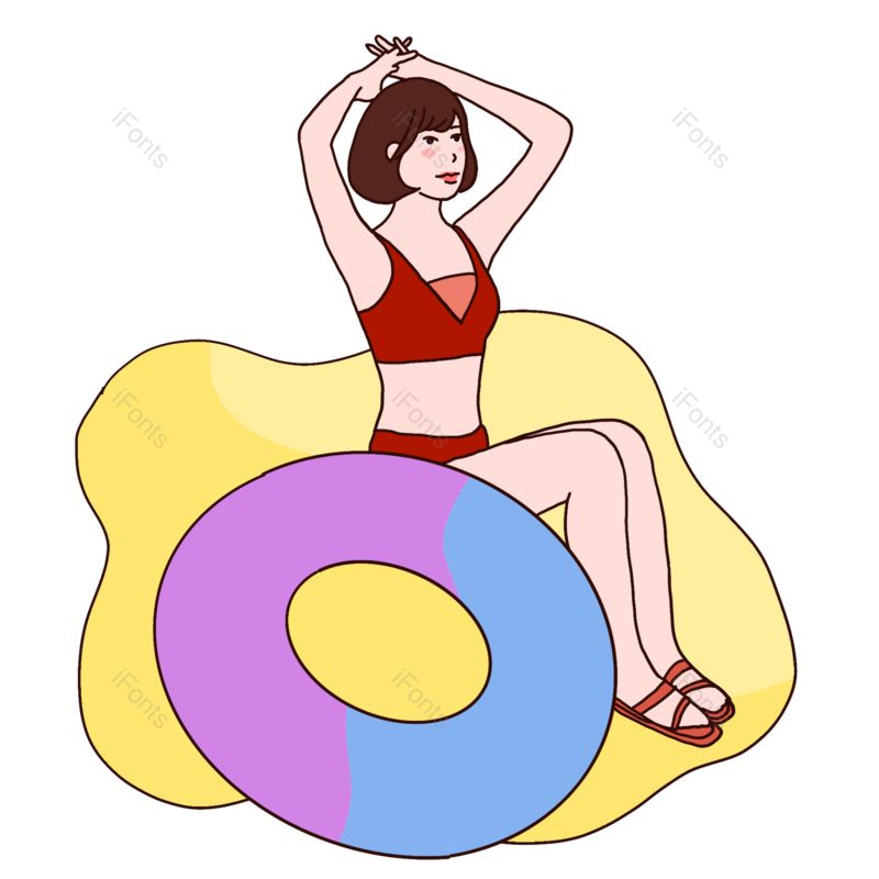 夏天图片,卡通人物元素,海边PNG,夏日免抠素材
