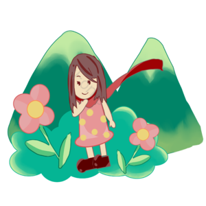 春分 绿色 儿插 扁平插画 PNG 山 灌木丛 花