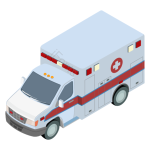 2.5D 救护车 卡通 汽车 插画 手绘 车