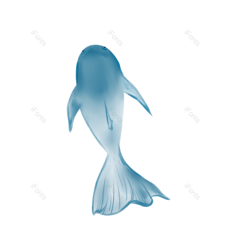 水墨图片,蓝色元素,手绘风PNG,免抠素材