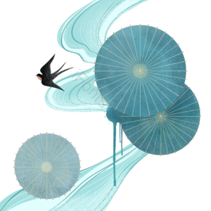 燕子 雨伞 中国风 流水 立春 春季 惊蛰 春分