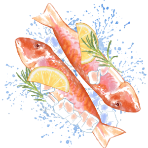 春夏 水彩 生鲜 新鲜 鱼肉 柠檬 绿叶 装饰
