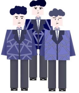 手绘 像素风 西装 人物 插画 蓝色系
