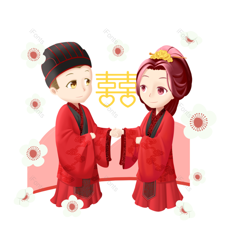 中国风图片,中国风手绘元素,婚礼PNG,卡通中国风免抠素材